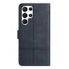 For Samsung Galaxy S25 Ultra 5G Cowhide Texture Stitching Leather Phone Case(Dark Blue)