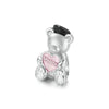 S925 Sterling Silver Platinum-plated Happy Bear Heart DIY Beads(SCC2838)