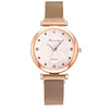 Ladies Magnet Buckle Watch Casual Flower Dial Watch Alloy Mesh Quartz Watch(Gold White)