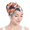 Floral Turban Hat Cotton Back Plate Hair Wrap Cap, Size:M (56-58cm)(Khaki)