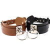 European and American Harajuku PU Leather Silver Single Ring Collar Wide Street-Snap Nightclub O-shaped Choker Necklace(Brown)