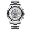 BINBOND S033 Hollowed Mechanical 30m Waterproof Luminous Quartz Watch, Color: White Steel-White