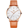 OLEVS 5869 Men Business Waterproof Genuine Leather Strap Quartz Watch(White + Brown)