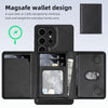 For Samsung Galaxy S25 5G Shield Multi-functional MagSafe Card Bag Phone Case(Black)