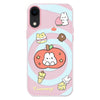 For iPhone XR Skin Feeling Jelly TPU Hybrid PC Phone Case(Apple Rabbit Yellow Word Pink)