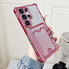 For Samsung Galaxy S23+ 5G Gradient Glitter Plating TPU Phone Case with Card Slot(Pink)