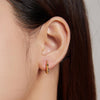 S925 Sterling Silver Heart-shaped Hollow Ear Stud Women Earrings(Gold)