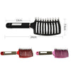 Retro Boar Bristles Hairdressing Big Curved Comb Curly Hair Massage Comb(Black)