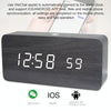 LT-1035 LED Display Digital APP Smart Alarm Clock(Green Light Black Wood)