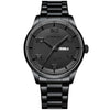CRRJU 5005 Men Steel Strap Watch Simple Business Personalized Waterproof Watch With Calendar Display(Black)