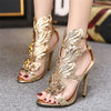 Metal Wings Thin High Heel Women Shoes, Shoe Size:37(Gold)