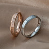 Fashion Simple Narrow BE THECHANGE Ring Electroplated 18k Titanium Steel Couple Ring, Size: 7 US Size(Rose Gold)