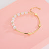 S925 Sterling Silver Natural Crystal Opal Bracelet Love Bracelet(Gold)