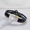 OPK PH1595 Personalized Stainless Steel Braided Multi-Layer Leather Bracelet