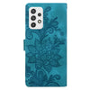 For Samsung Galaxy A32 5G Lace Floral Embossed Magnetic Buckle PU Phone Case With Wrist Strap(Green)