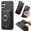 For Samsung Galaxy S25+ 5G Retro Cross Leather Ring Vertical Insert Card Bag MagSafe Phone Case(Black)