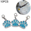 10 Light Blue Enamel Paw Print Charms - Jewellery Making