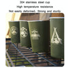 4 PCS / Set Outdoor Picnic Stainless Steel Cup With Storage Bag+Silicone Holder (Dark Blue)
