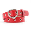 3PCS Narrow Thin Leather Silver Metal Heart Buckle Belts for Women, Belt Length:105cm(WHITE)