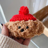 For AirPods 4 Plush Earphone Protective Soft Case(Red Hat Puppy)