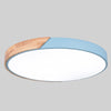Wood Macaron LED Round Ceiling Lamp, Stepless Dimming, Size:23cm(Blue)