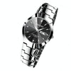 FNGEEN 5808 Men Fashion Steel Strap Quartz Watch Couple Watch(White Steel Black Surface)