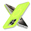 For iPhone 14 Pro Max Shockproof MagSafe Armor PC Hybrid TPU Phone Case(Fluorescent Green+Gray)