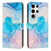 For Samsung Galaxy S25 Ultra 5G Painted Marble Pattern Leather Phone Case(Pink Green)