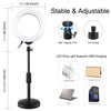 PULUZ Round Base Desktop Mount + 6.2 inch 3 Modes USB Dimmable LED Ring Vlogging Video Light, Adjustable Height: 18cm-28cm