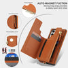 For Samsung Galaxy S23 Ultra 5G Double Flap Zipper RFID Leather Phone Case with Short Lanyard(Brown)