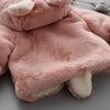 Winter Children Cartoon Animal Shape Plus Velvet Warm Hooded Jacket, Kid Size:90cm(Pink)