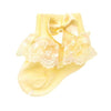 3 Pairs Bow Lace Baby Socks Newborn Cotton Baby Sock, Size:S(Yellow)