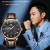 OLEVS 2893 Men Multifunctional Business Quartz Watch(Brown + Black)