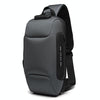 OZUKO 9223 Anti-theft Men Chest Bag Waterproof Crossbody Bag with External USB Charging Port, Style:Large Size(Dark Gray)