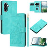 For Samsung Galaxy A36 5G Tulips Embossed Leather Phone Case with Lanyard(Green)