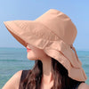 8062 Women Summer Neck Protection Sunscreen Hat Large Brim Fisherman Hat(Khaki)