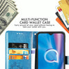 For  Alcatel 1S (2020) Four-leaf Clasp Embossed Buckle Mobile Phone Protection Leather Case with Lanyard & Card Slot & Wallet & Holder Function(Blue)