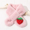 Strawberry+Pink Children Winter Plush Warm Scarf, Size:75 x 10cm