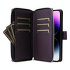 For iPhone 14 Pro Max Nine-card Slots Zipper Wallet Bag Leather Phone Case(Dark Purple)