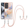 For Samsung Galaxy S25 Ultra 5G Electroplating Pattern IMD TPU Shockproof Case with Neck Lanyard(Milky Way White Marble)