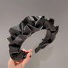 Elegant Wide-Brimmed Pleated Hoops Satin Fabric Versatile Headband(Black)