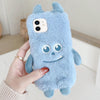For iPhone 12 mini Cute Monster Plush TPU Phone Case(Blue Hair Monster)