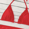 Sexy Laciness Pleated Split Bikini Swimsuit, Size:S(Red)