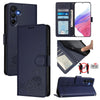 For Samsung Galaxy A26 5G Cat Rat Embossed Pattern RFID Leather Phone Case with Lanyard(Blue)