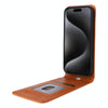 For iPhone 15 Pro Magnetic Vertical Flip Leather Phone Case(Brown)