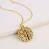 N2003-22 Ancient Gold Necklace Alloy Sunflowers Shape Can Open Double Side Engraving Accessories Pendant