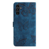 For Samsung Galaxy A16 4G / 5G Skin-feel Embossed Butterfly Leather Phone Case(Blue)