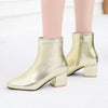 Autumn  Winter Glitter Square Heel Pointed Low-Top Women Boots, Size:44(Gold)