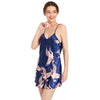 Sexy V-neck Crane Pattern Short Sling Skirt Pajamas, Size:XL(Dark Blue)