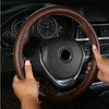 38cm Four-season Embossed Cowhide Hand-sewn Steering Wheel Cover(Brown)